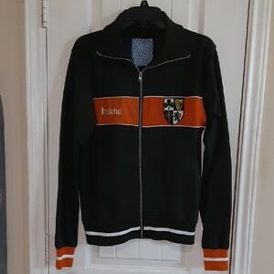 Ireland Dark Green and Orange Zip-Up Sweater
